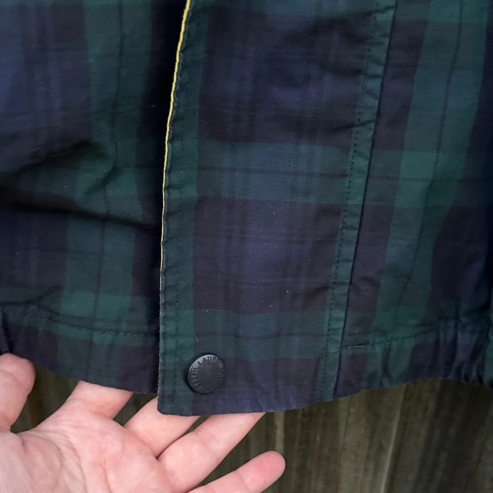 Vintage Chaps Navy and Green Plaid Windbreaker EUC - Picture 7 of 10